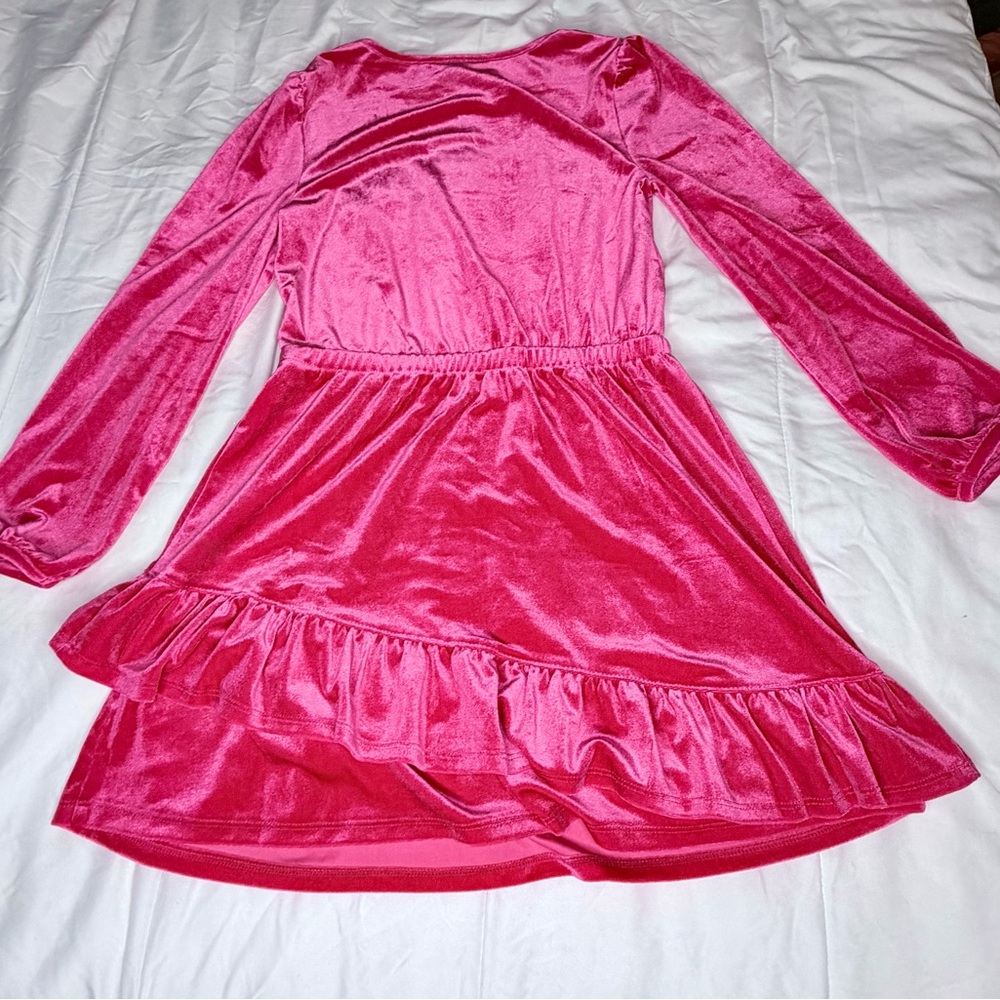 Juicy Couture Girl's Velour Ruffle Dress Bright Rose Size 12/14 Lg Pre-Owned - Picture 8 of 10